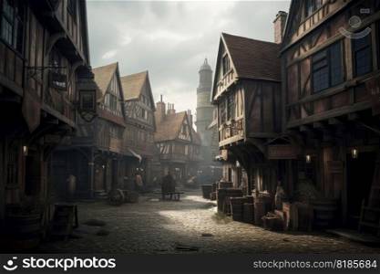 Medieval London dirty look created with generative AI technology