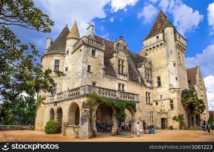 medieval Milandes castle . Dordogne department, France