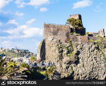 medieval Norman castle in Aci Castello village, Sicily, Italy