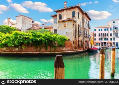 Medieval traditional palace in the canal of Venice, Italy.