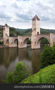 Medieval Valentre bridge in Carhors in southwest France