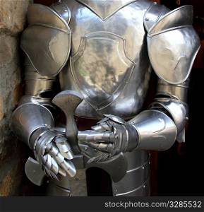 Medieval warrior soldier metal protective wear swordman