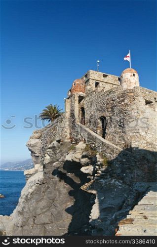 Medioeval castle in Camogli, famous small town in Italy
