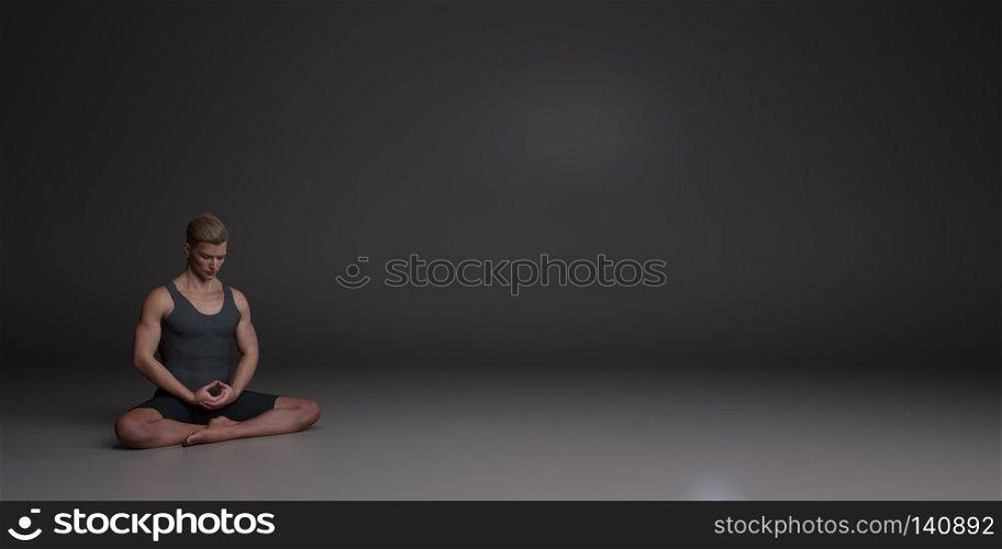 Meditation Background with Man Sitting in Lotus Position. Meditation Background