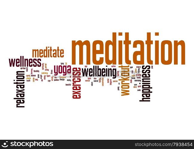 Meditation word cloud with white background image with hi-res rendered artwork that could be used for any graphic design.&#xA;