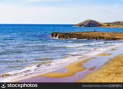 Mediterra≠an sea coast landscape, spanish coastli≠in Murcia®ion. Calblanque Regional Park. Tourist attraction.. Coast landscape in Murcia Spain