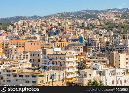 Mediterranean city downtown with lots of business and residential buildings in the background, Biblos, Lebanon