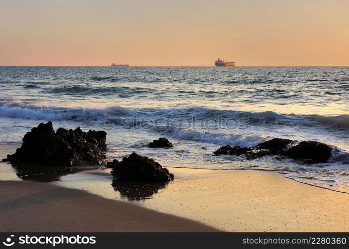 Mediterranean coast in southern Israel near the city of Ashkelon. Mediterranean Coast Israel