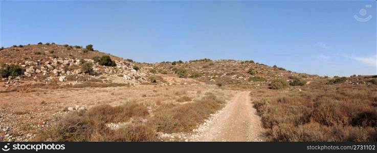Mediterranean hill landscape with road