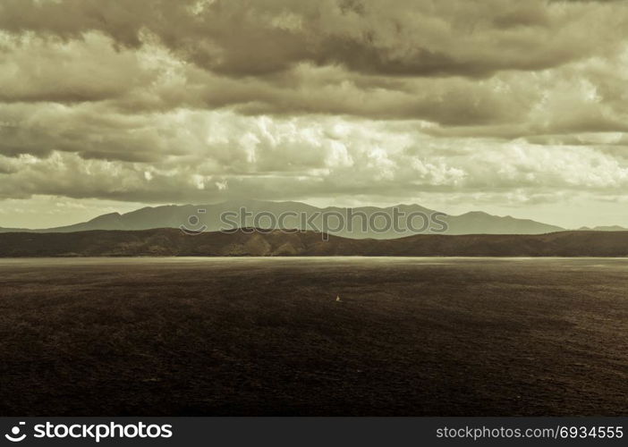 Mediterranean landscape of Croatian coastal region at Adriatic Sea