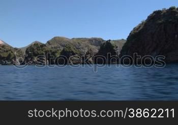 Mediterranean rocky coast, eolian island, Italy