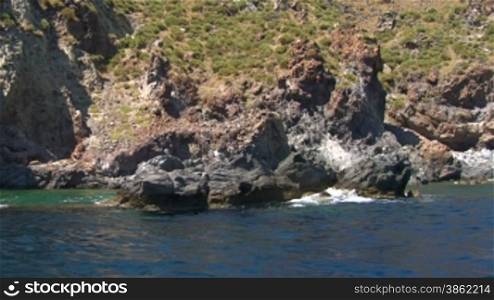 Mediterranean rocky coast, eolian island, Italy