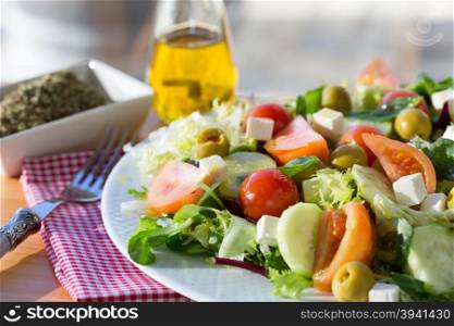 Mediterranean salad with fresh and healthy ingredients