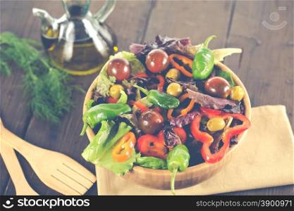 Mediterranean salad with fresh natural ingredients and very healthy
