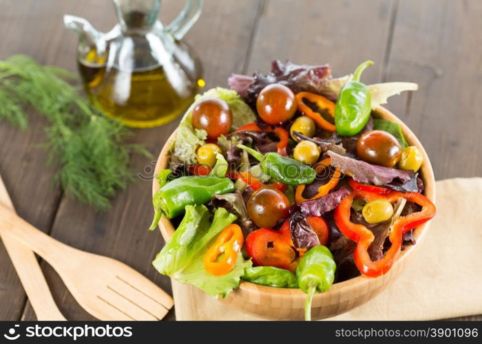 Mediterranean salad with fresh natural ingredients and very healthy