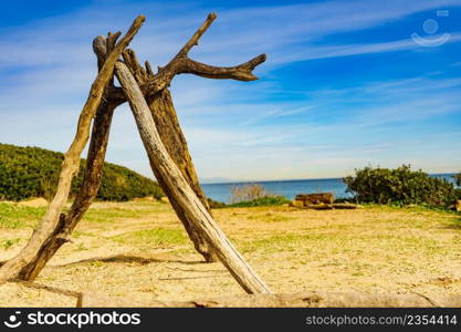 Mediterranean sandy beach landscape.. Sandy beach landscape