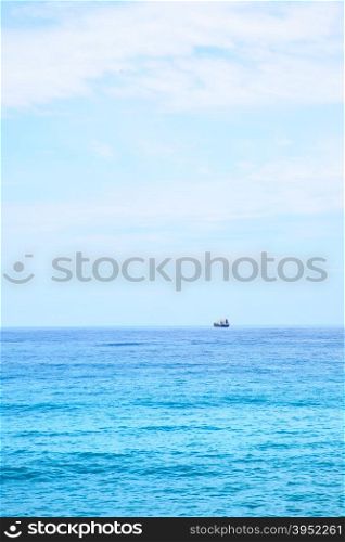 Mediterranean sea and ship on the horizon