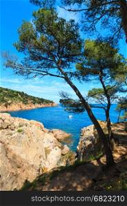 Mediterranean sea rocky coast summer view (near Tamariu bay, Costa Brava, Catalonia, Spain.