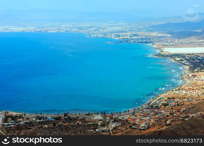 Mediterranean Sea summer coastline. Top view from Tinoso cape (Cartagena, Spain).