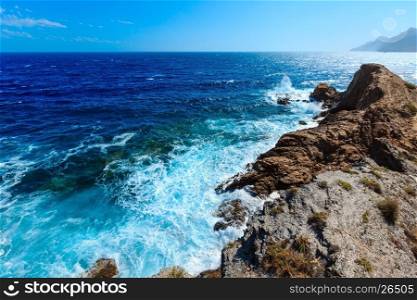Mediterranean sea summer rocky coast view (Portman, Costa Blanca, Spain).