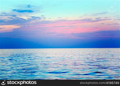 Mediterranean sea sunrise with water horizon