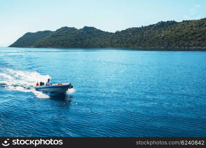 Mediterranean Sea, Turkey - July, 2015: near ruins of the ancient city on the Kekova island, Turkey