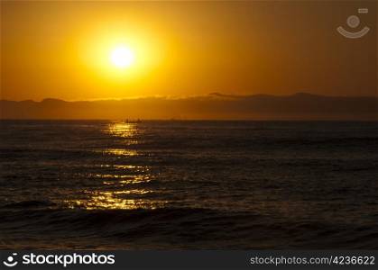 Mediterranean sunrise at sea.