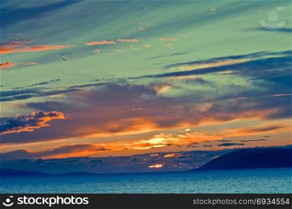 Mediterranean sunset at sea