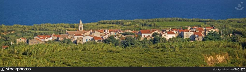 Mediterranean village on Island of Susak, Croatia - village on sandy island in reed and bamboo jungle