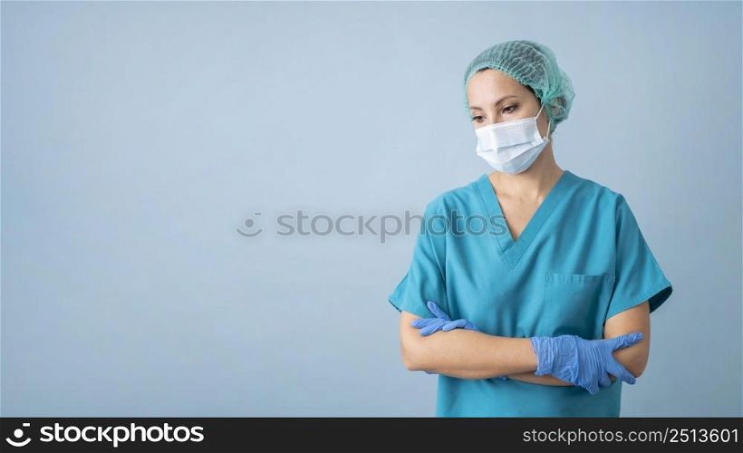 medium shot doctor with mask copy space