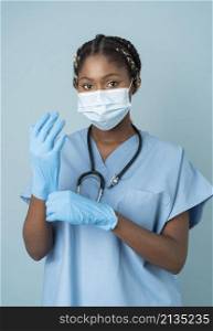medium shot health worker with mask