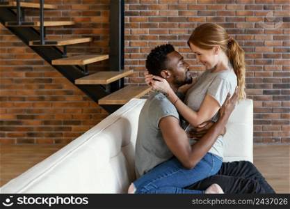 medium shot man holding woman