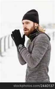 medium shot man outdoors winter