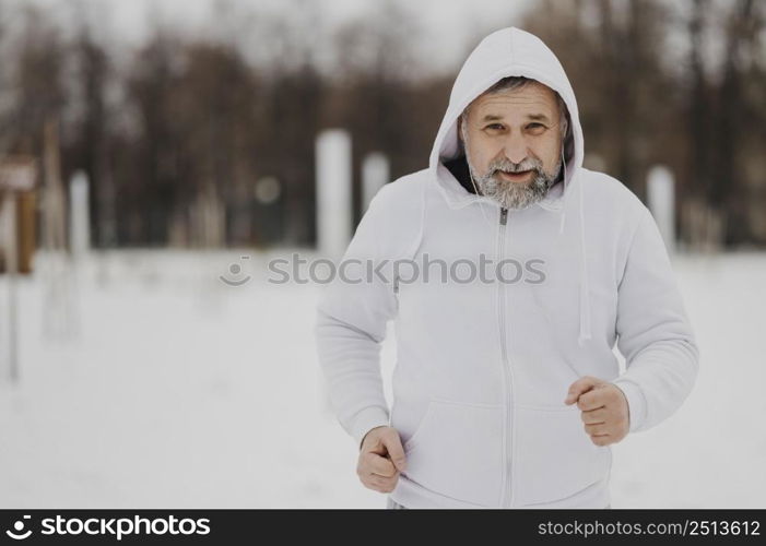 medium shot man running outside