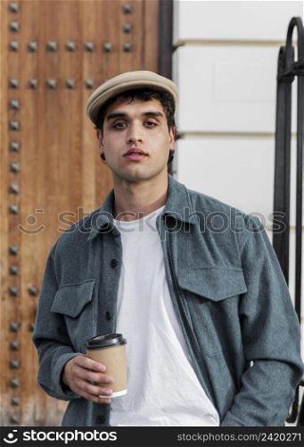 medium shot man with coffee cup