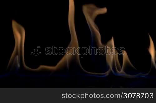 Medium shot of fire flames in slow motion
