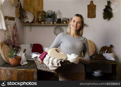 medium shot woman holding basket