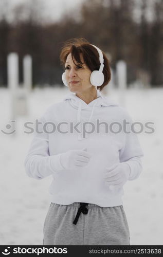 medium shot woman running outside