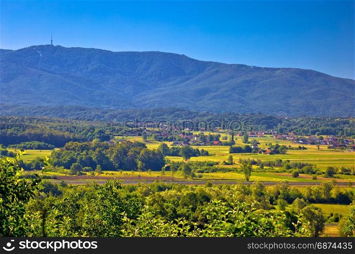 Medvednica mountain vew from Zagorje region of Croatia