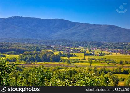 Medvednica mountain vew from Zagorje region of Croatia