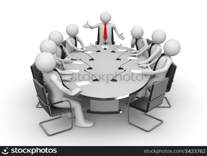Meeting in conference room (3d isolated characters, businessmen, business concepts series)