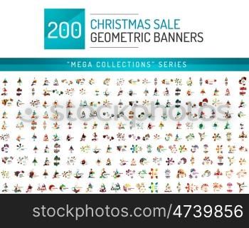 Mega collection of Christmas sale banner templates. Mega collection of Christmas sale banner templates. Holiday New Year elements - blank geometric shapes with text