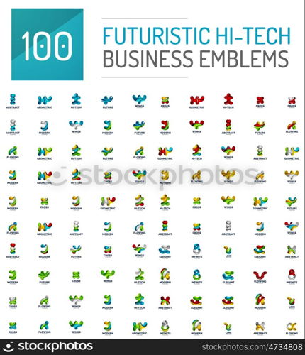 Mega collection of futuristic abstract business logo icons. Mega collection of 100 futuristic abstract business logo icons