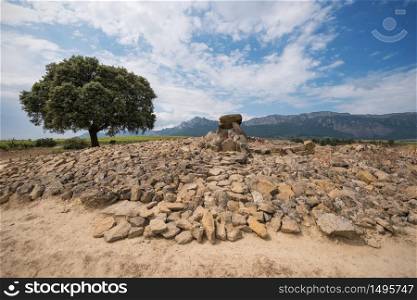 Megalithic Dolmen Chabola de la Hechicera, in La Guardia, Basque Country, Spain.