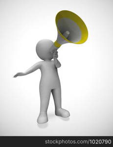 Megaphone used to give opinion announcement or make a speech. Loud hailer proclaiming complaint and grievance - 3d illustration