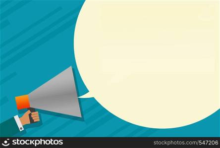 Megaphone with white speech bubble, 3D rendering