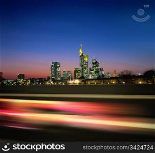 megapolis in the night and motion light