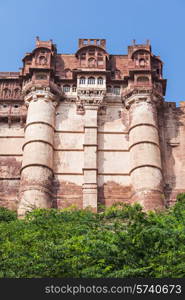 Mehrangarh Fort in Jodhpur, India. Mehrangarh Fort is one of the largest forts in India.