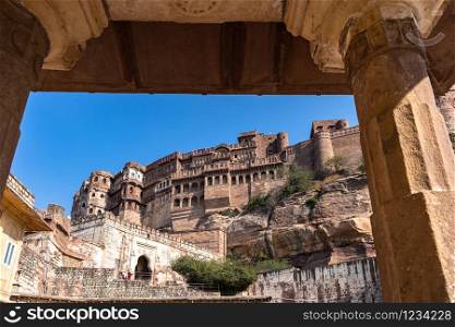 Mehrangarh Fort, Jodhpur, Rajasthan, India, Mehrangarh fort on the hill UNESCO World heritage site famous indian tourist landmark in Jodhpur.