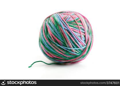 melange ball of wool on a white background